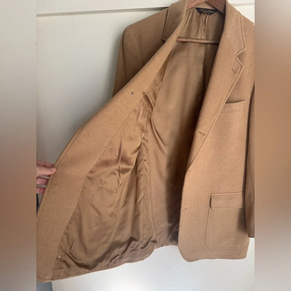 Brooks Brothers Camel Hair Blazer 41L Vintage Tan Sport Coat Mens Wool Jacket